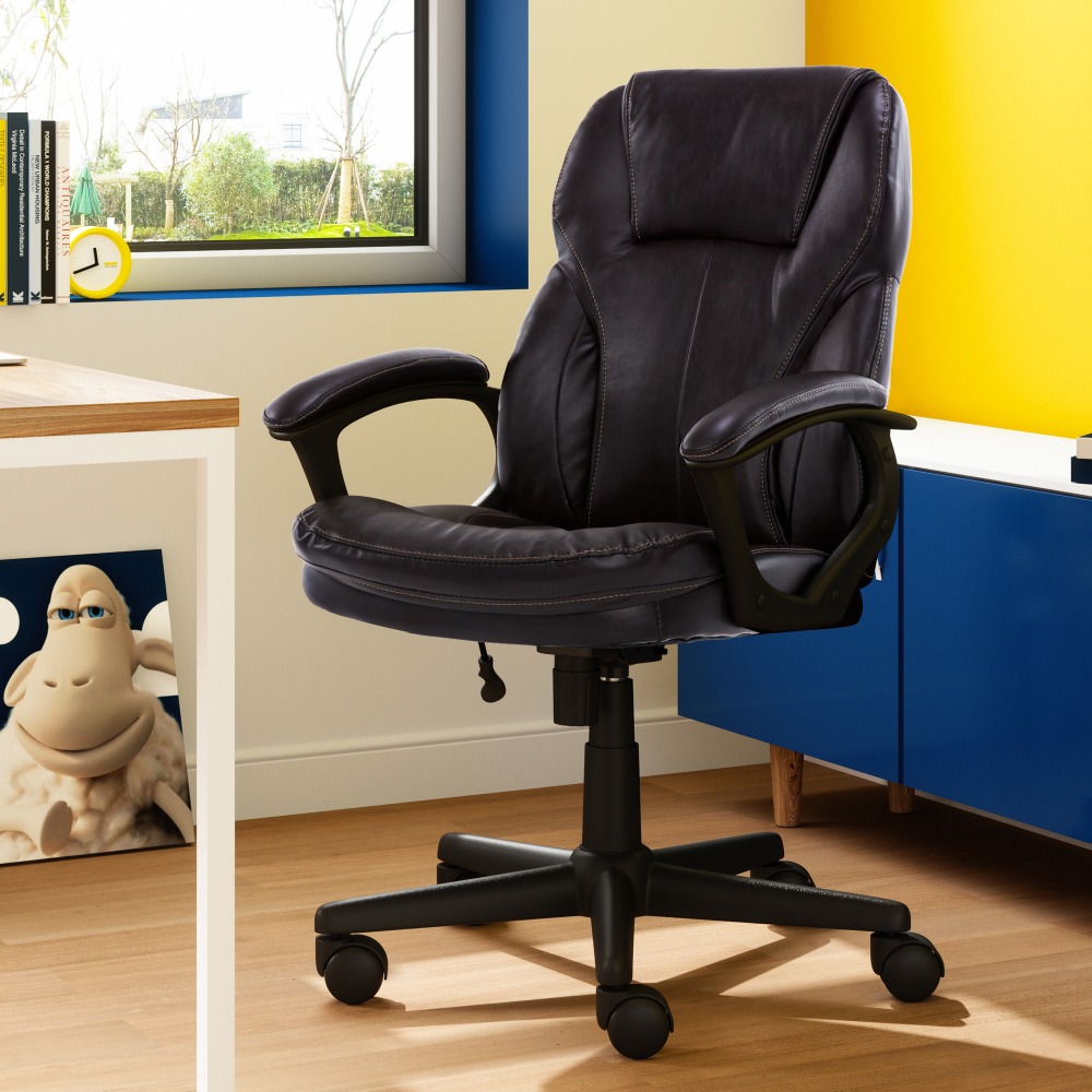 Serta® Puresoft™ Bonded Leather Manager Office Chair, Roasted