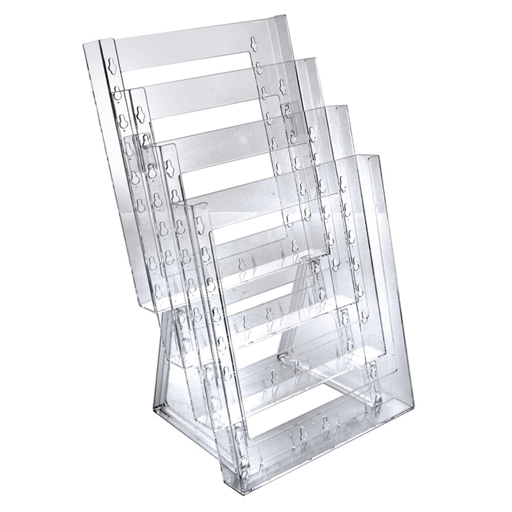 Azar Displays 4-Pocket Crystal Styrene Tiered Modular Brochure