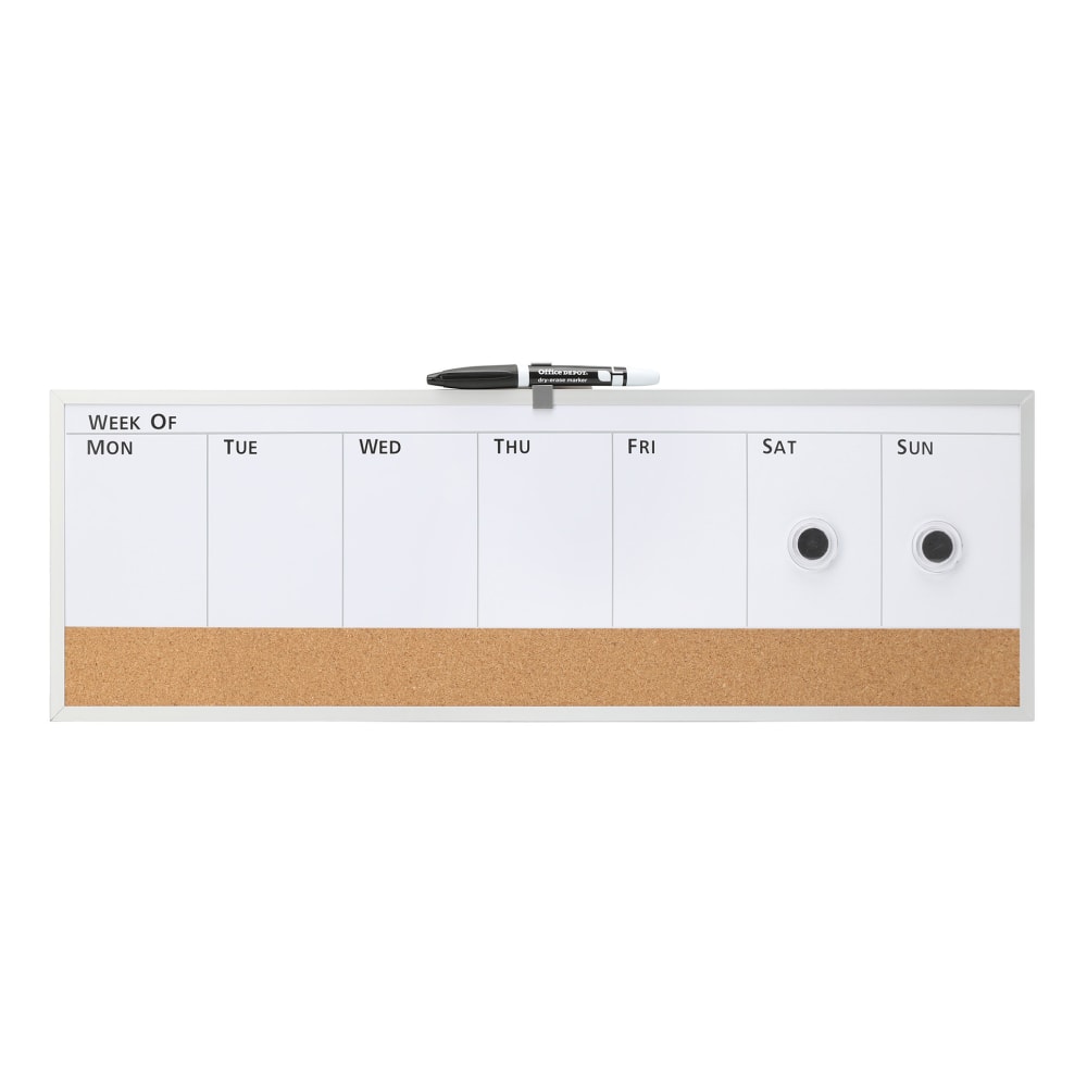 Realspace™ Magnetic Dry-Erase Whiteboard/Cork Weekly Calendar