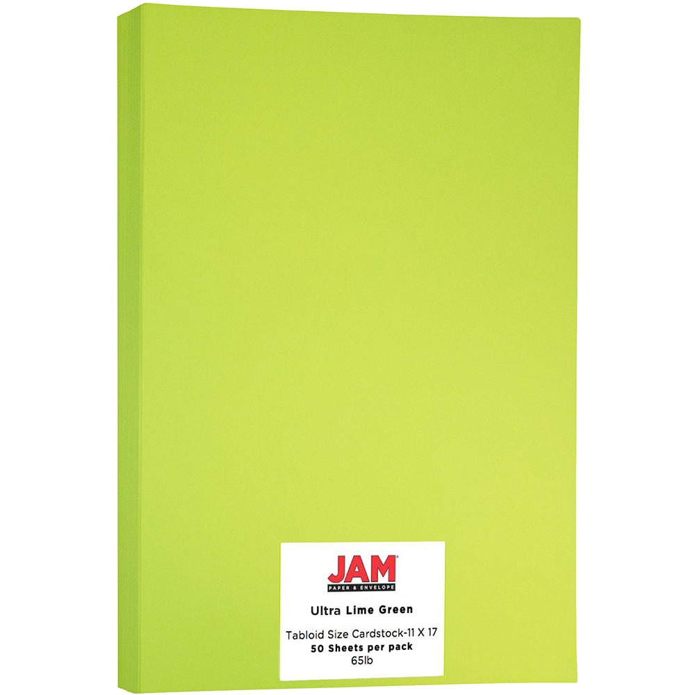 JAM Paper® Card Stock, Lime Green, Ledger (11"