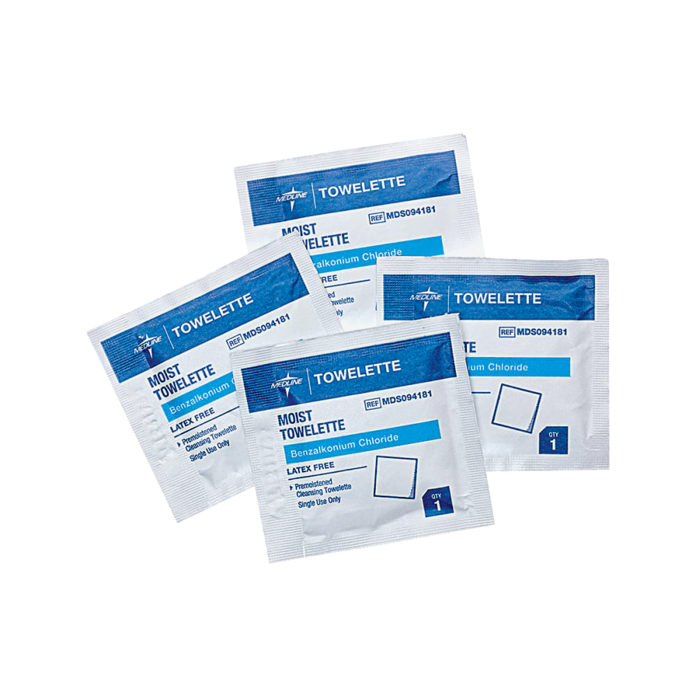 Medline Benzalkonium Chloride Towelettes, Case Of 1,000