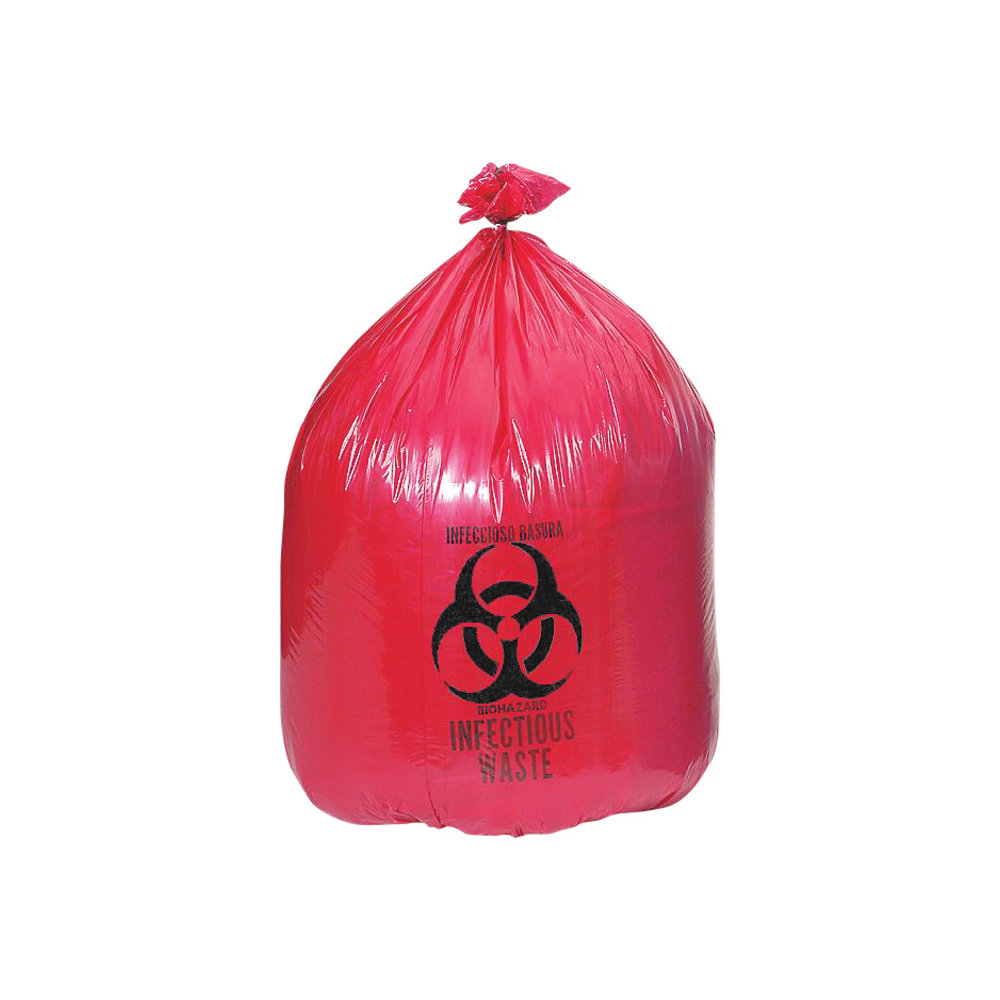 Medline High-Density Biohazard Liners, 45 Gallon, Red, Case