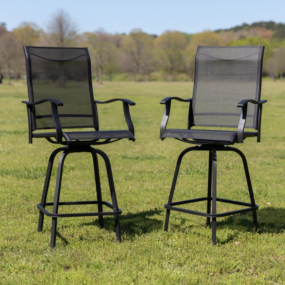 Flash Furniture Valerie Patio Bar Stools, Black, Set