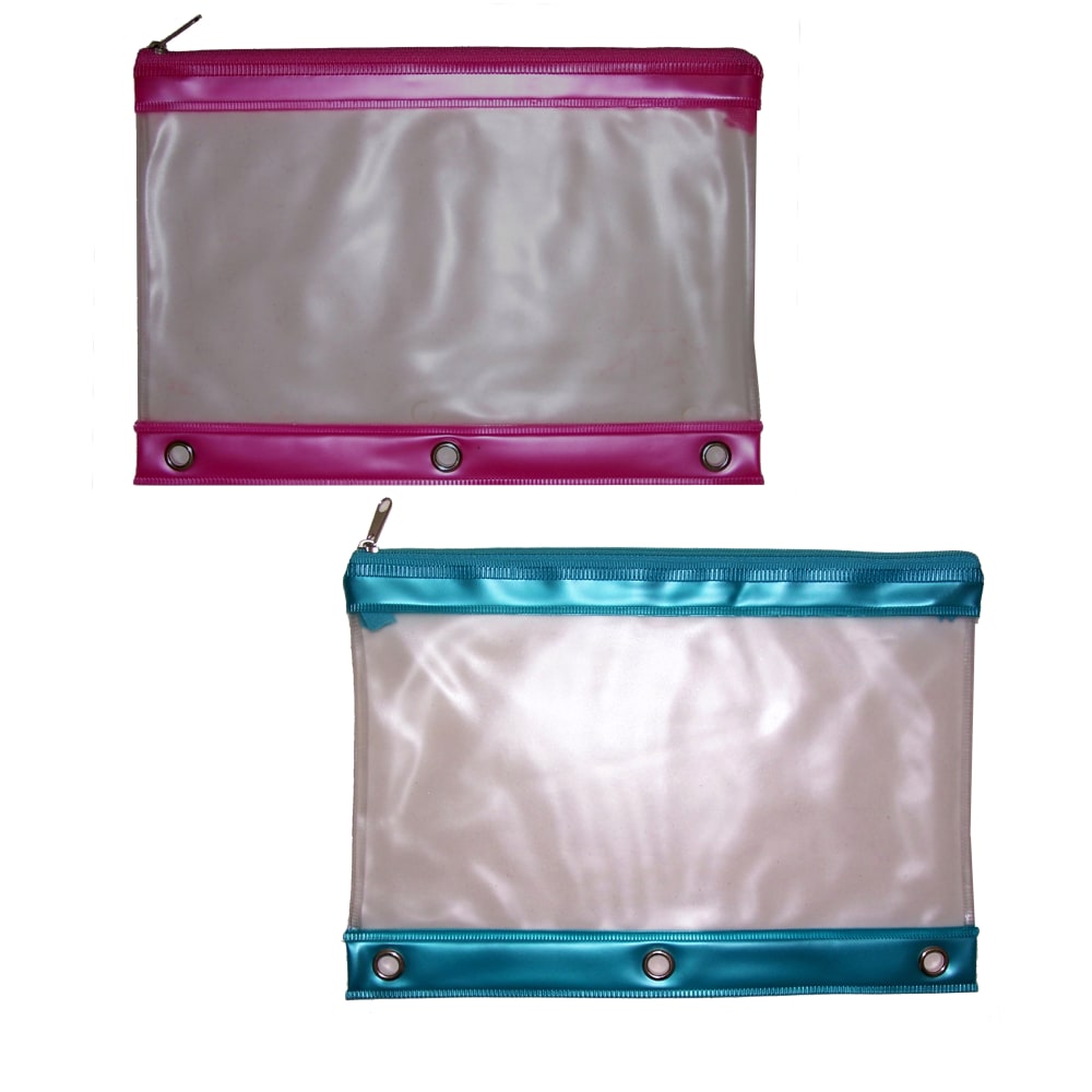 Inkology Transparent Binder Pencil Pouches, 10" x 7",