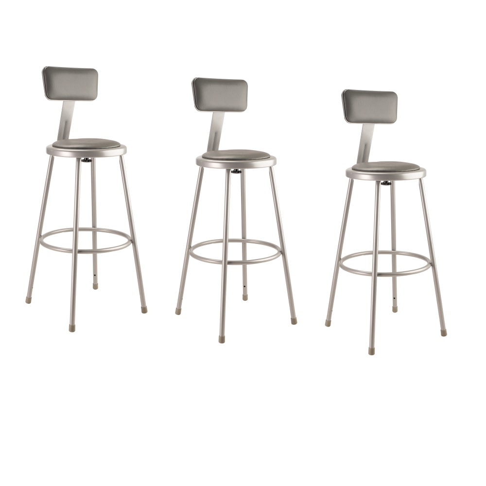 National Public Seating Vinyl-Padded Stools With Backs,