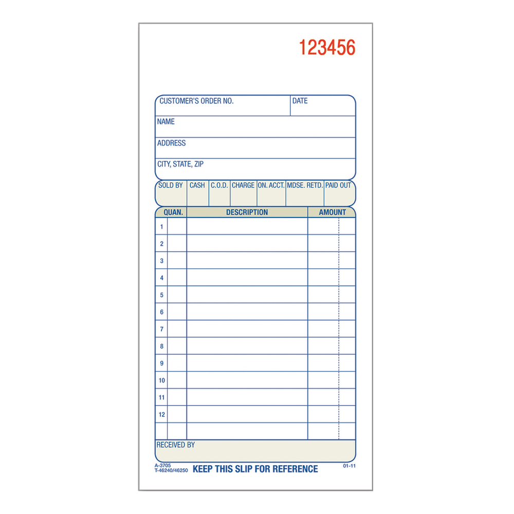 Adams® Carbonless 2-Part Sales Book, 3 11/32" x