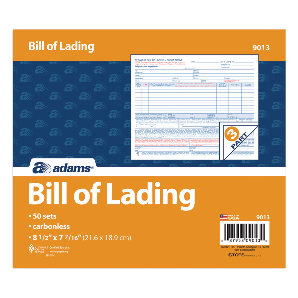 Adams® Bill Of Lading Forms, 8 1/2" x