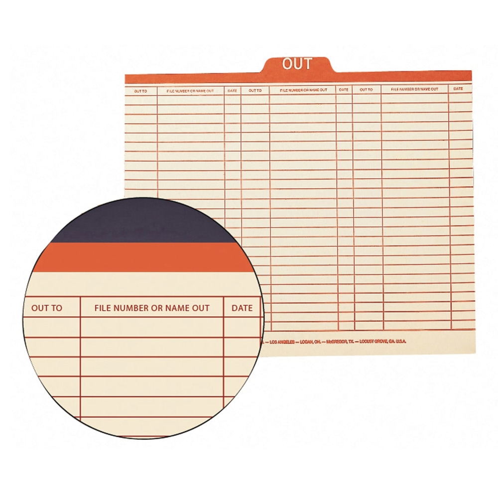 Smead® Manila Out Guides, 8 1/2" x 11",
