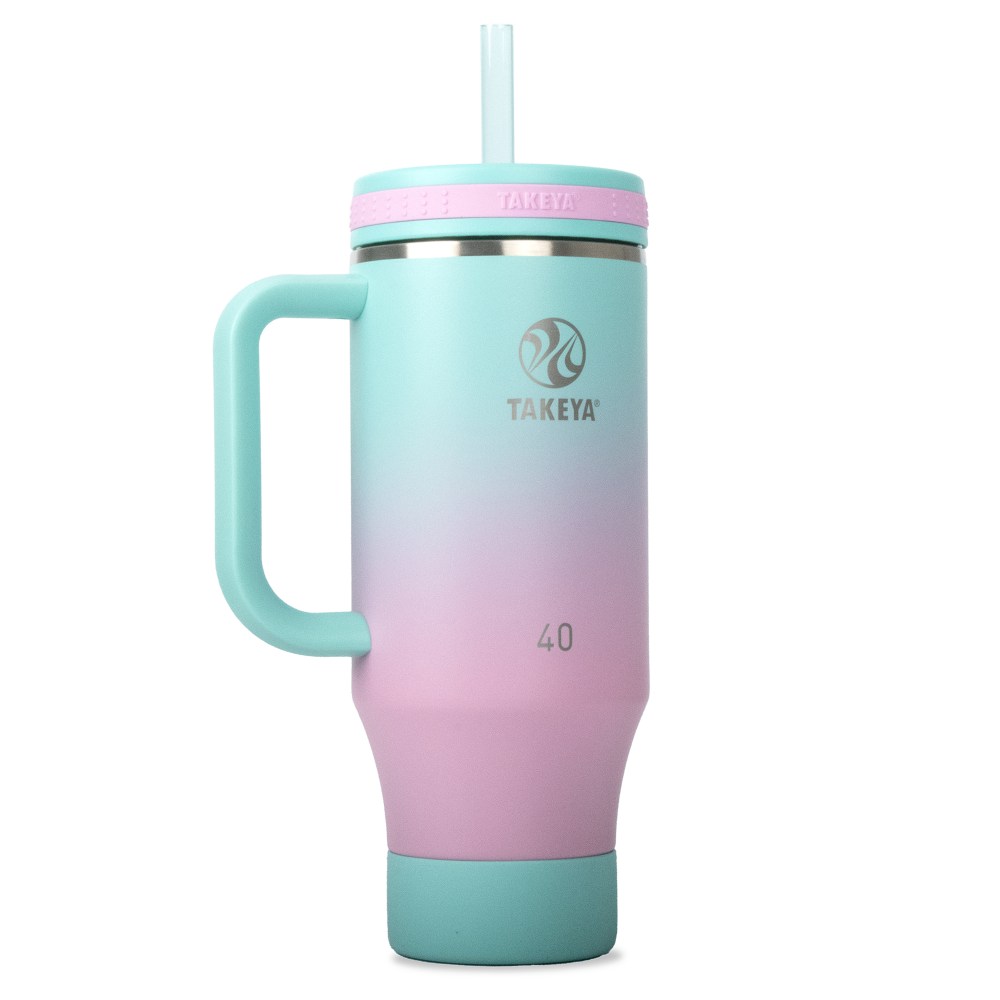 Takeya Fixed Handle Straw Tumbler, 40 Oz, Ombre