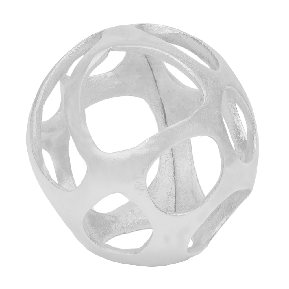 Anji Mountain Decorative Cast Silver Sphere, 4"H x