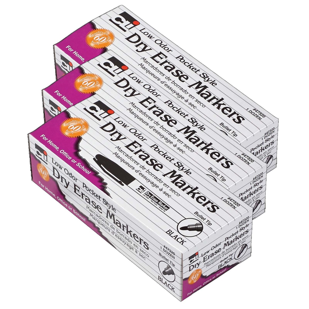 Charles Leonard Dry-Erase Markers, 12 Markers Per Box,