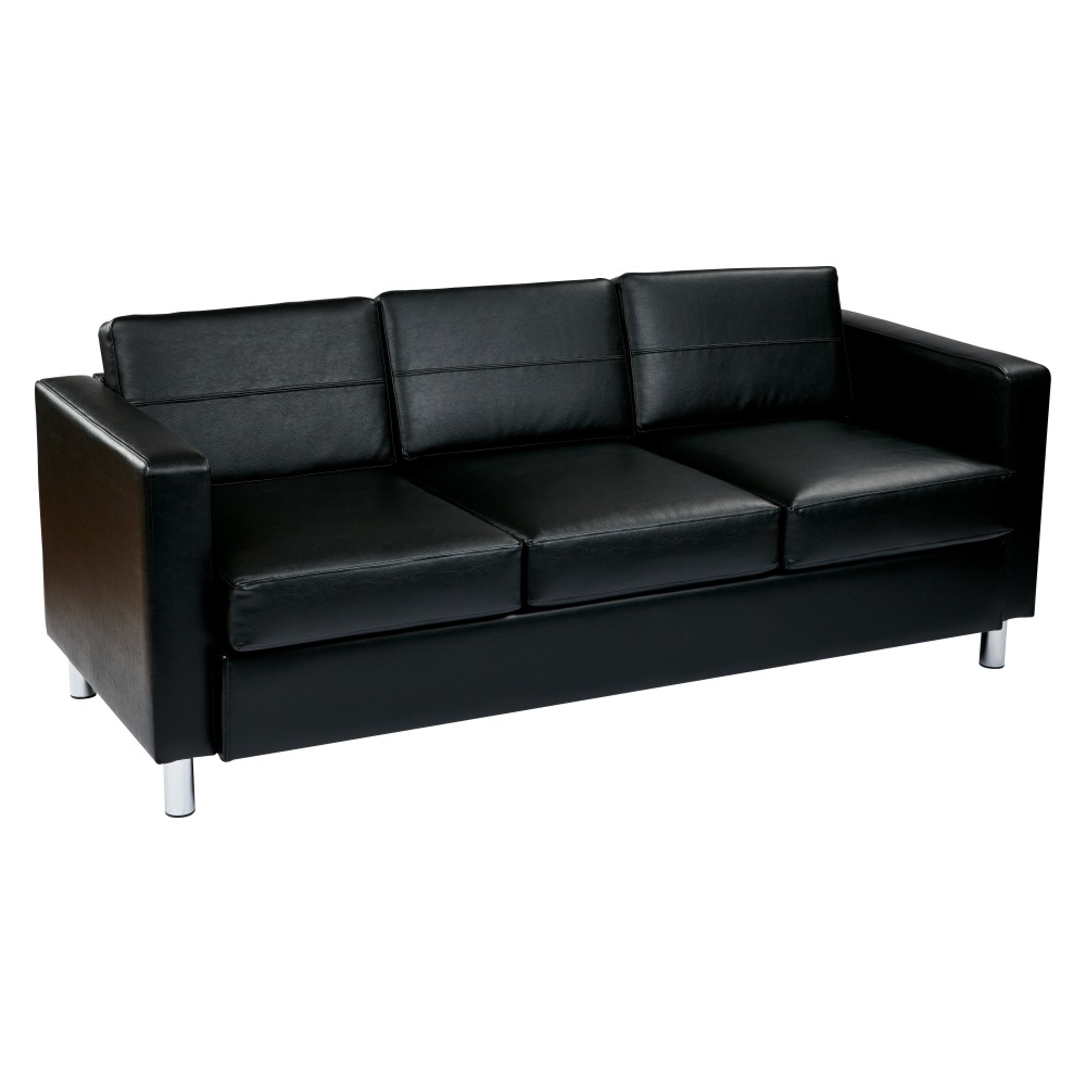Office Star™ Avenue Six Pacific Sofa, Black/Silver