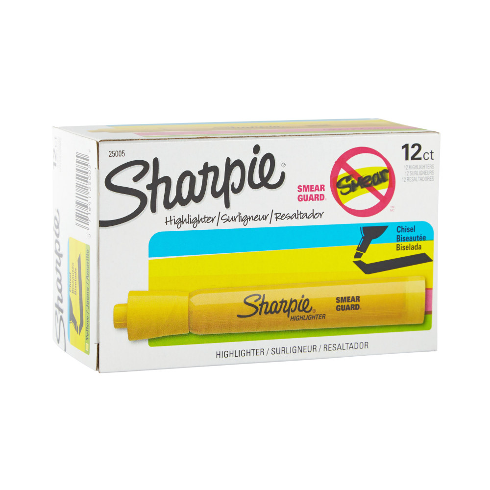 Sharpie® Tank Style Highlighters, Chisel Tip, Yellow, Box