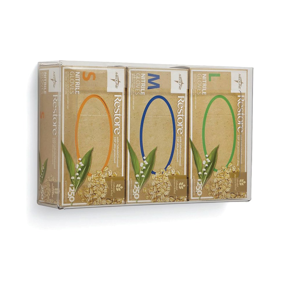 Medline PETG Plastic Glove Dispensers, Triple, Clear, Case