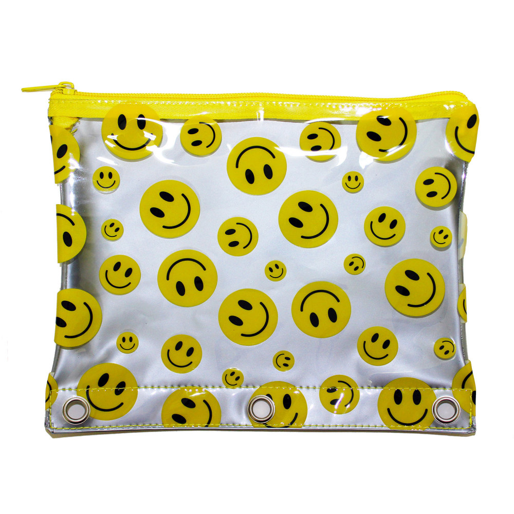 Inkology Smiley Face Pencil Pouches, 7-1/2" x 9-1/2",
