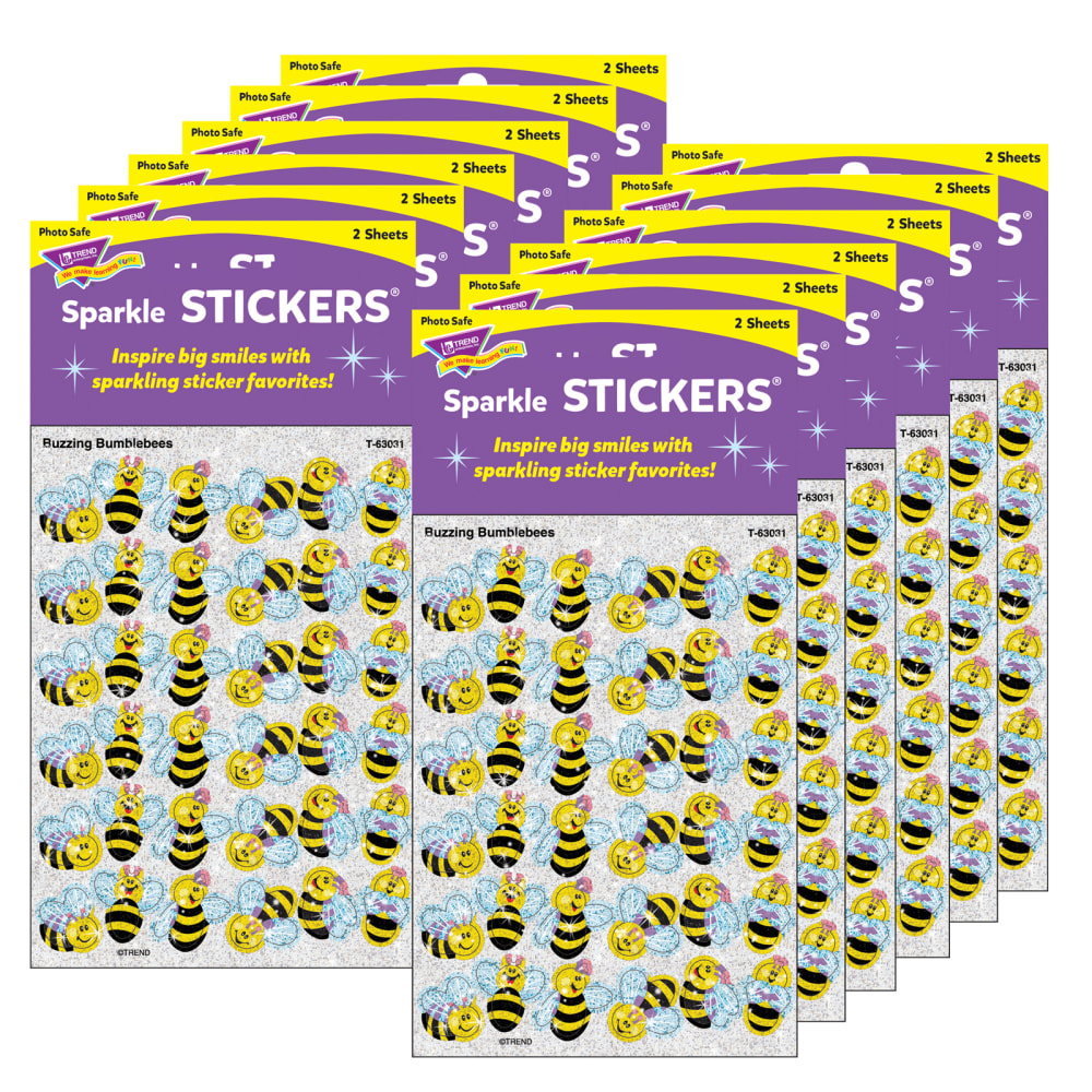 Trend Sparkle Stickers, Buzzing Bumblebees, 72 Stickers Per
