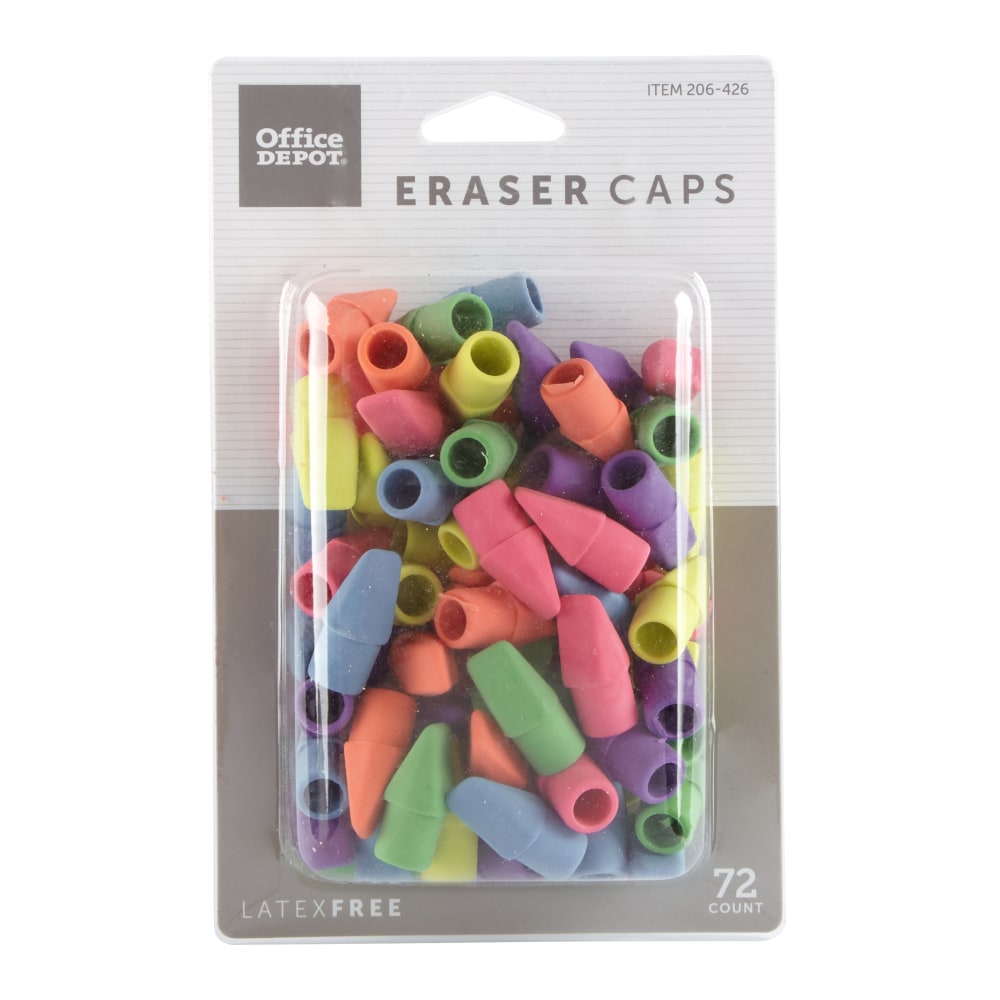 Office Depot® Brand Eraser Caps, Assorted Colors, Pack
