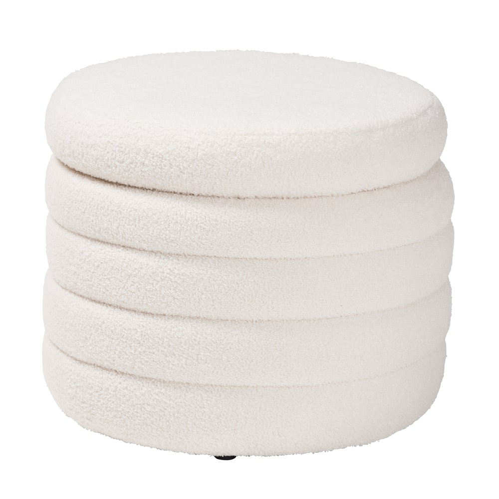 Baxton Studio Tabitha Modern Boucle Upholstered Storage Ottoman,