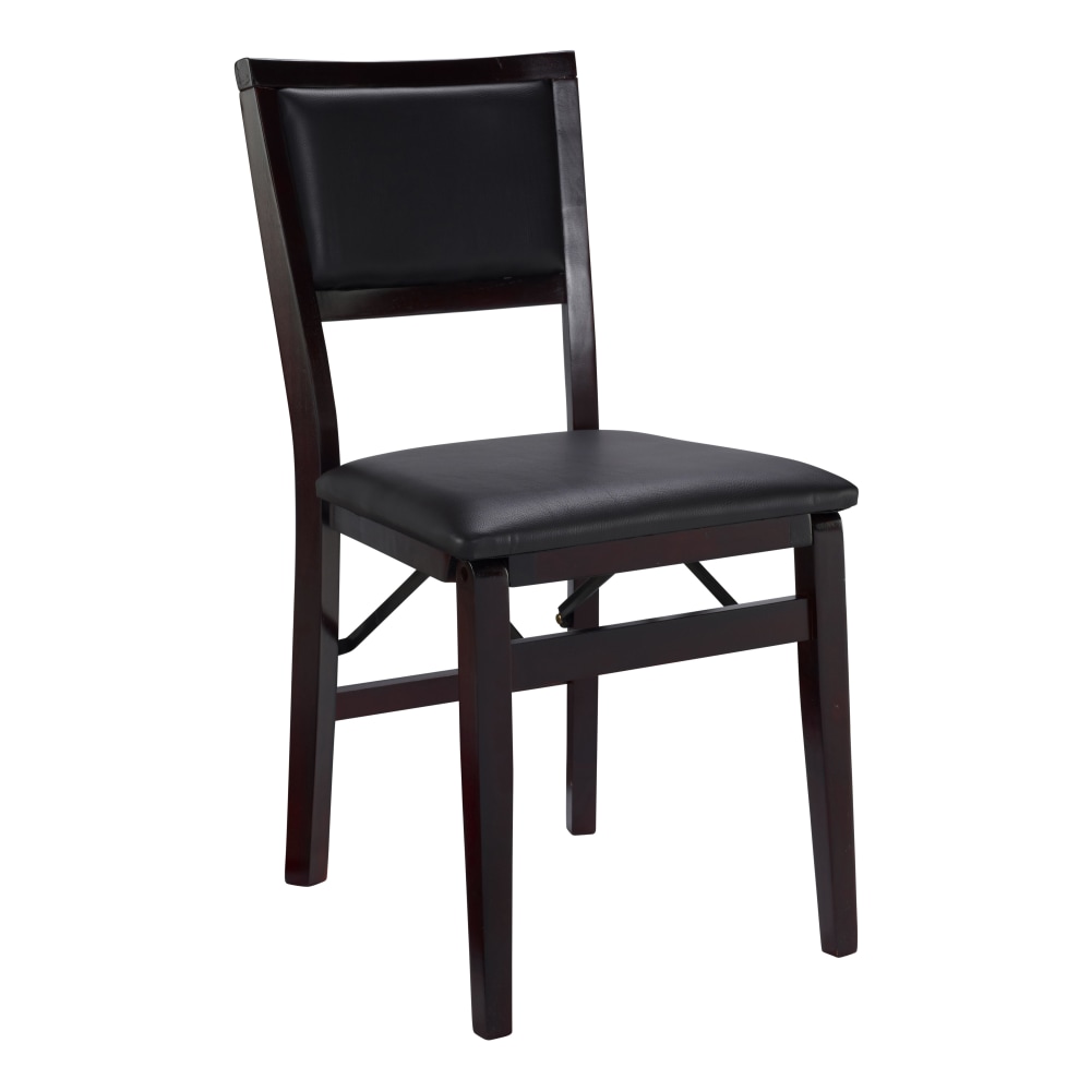 Linon Baker Faux Leather Folding Chairs, Dark Brown/Espresso,