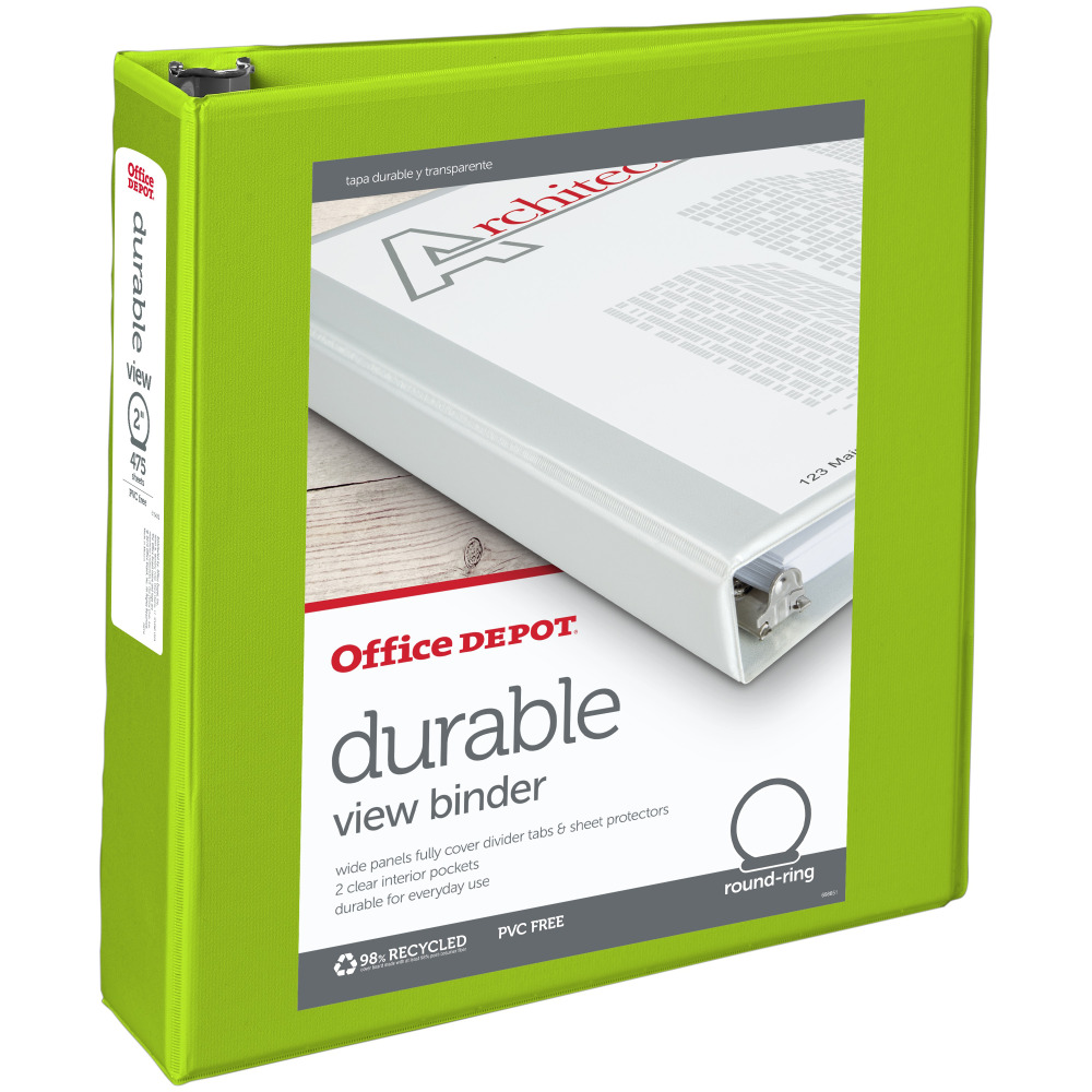 Office Depot® Brand Durable View 3-Ring Binder, 2"