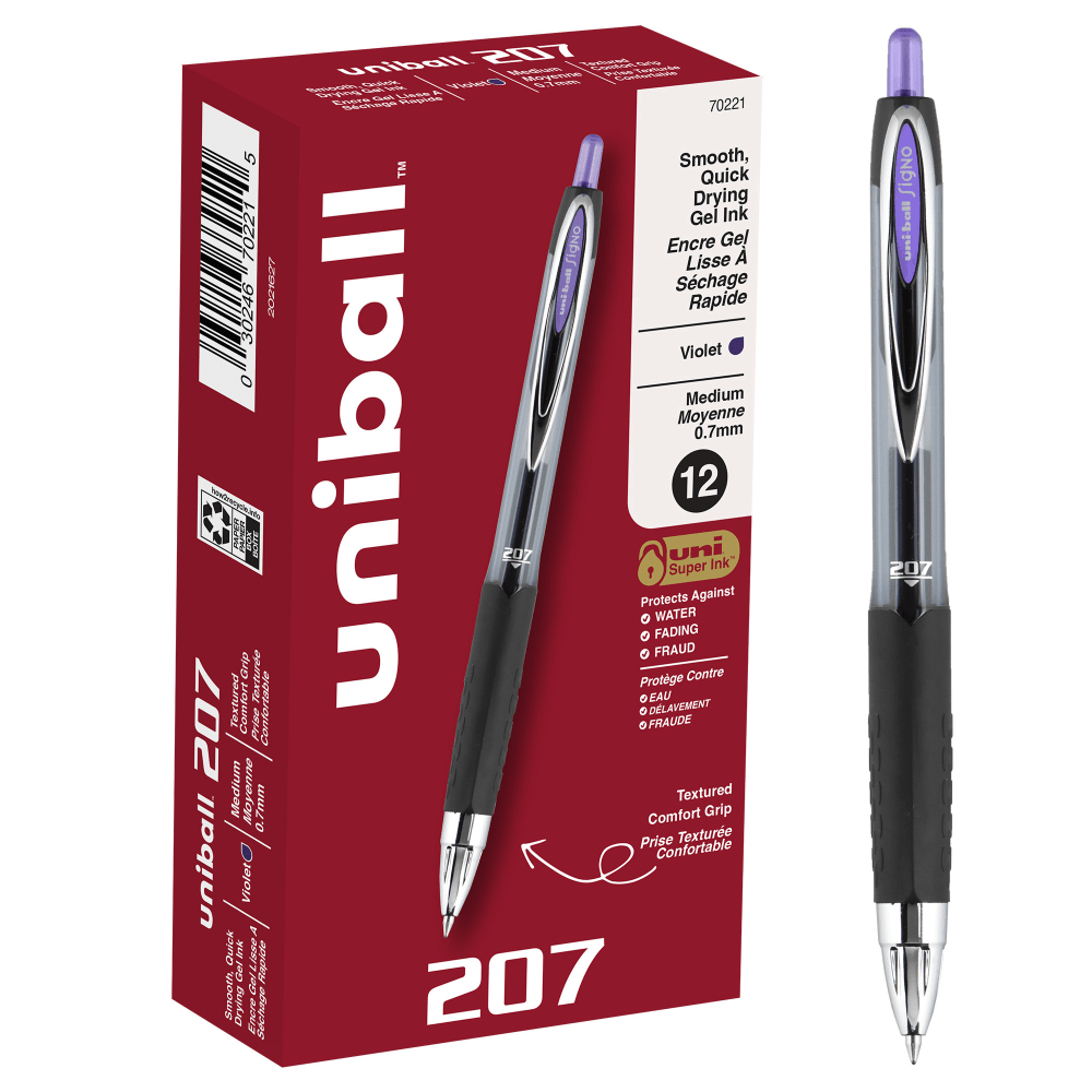 uni-ball® 207™ Retractable Fraud Prevention Gel Pens, Medium