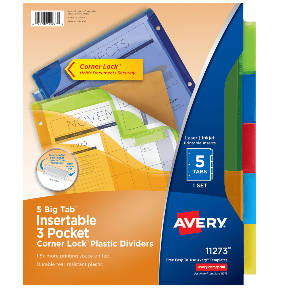 Avery® Dividers for 3 Ring Binders, 5-Tab Binder