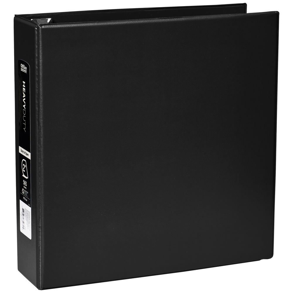 Office Depot® Heavy-Duty 3-Ring Binder, 2" D-Rings, Black