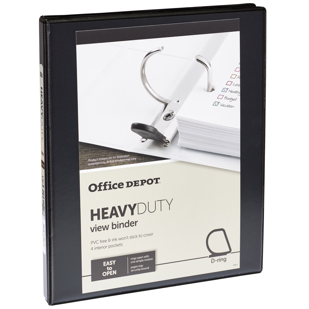 Office Depot® Brand Heavy-Duty View 3-Ring Binder, 1/2"