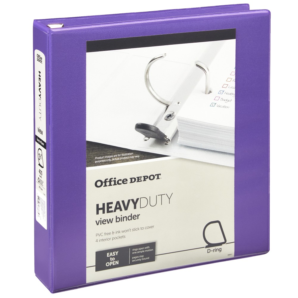 Office Depot® Heavy-Duty View 3-Ring Binder, 1 1/2"