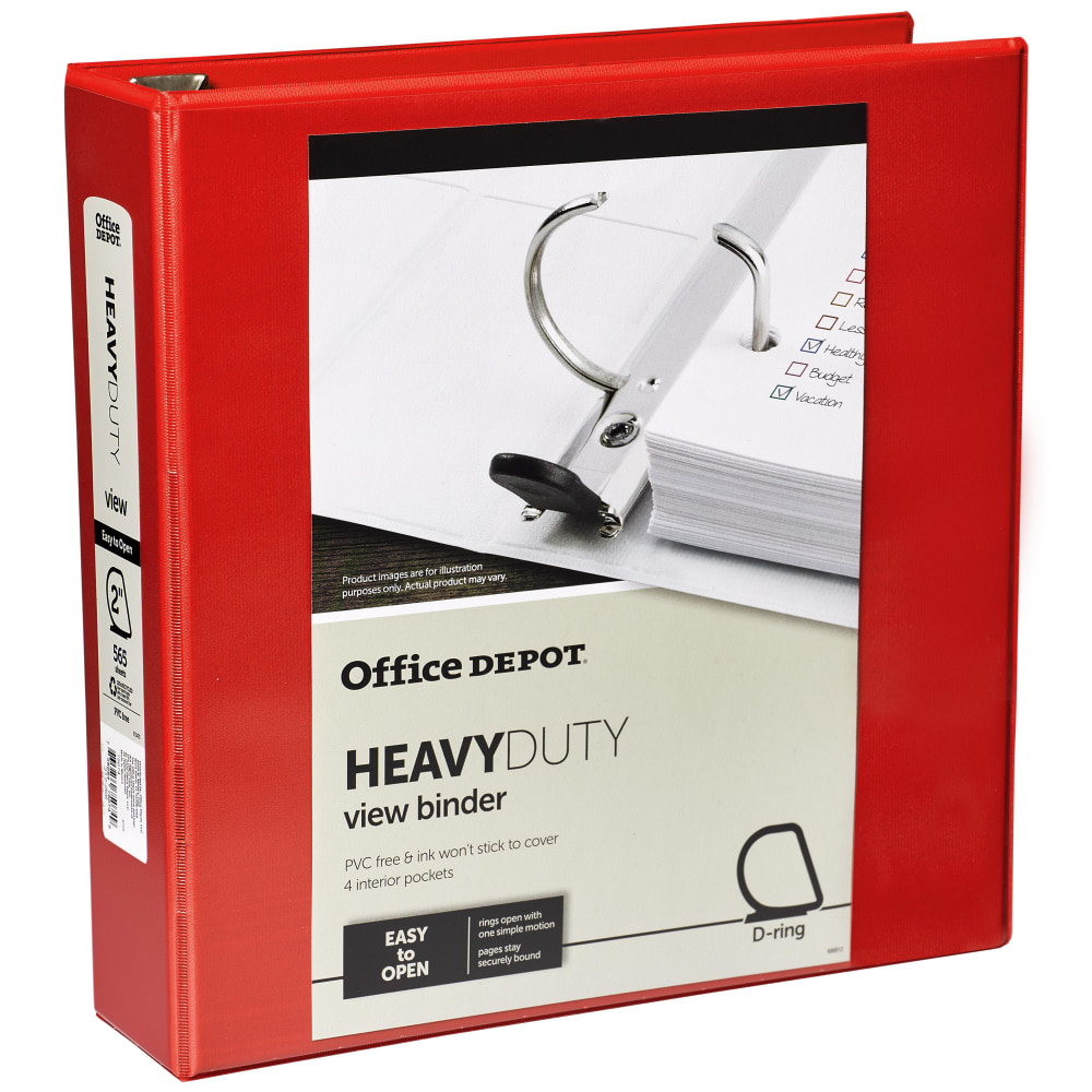 Office Depot® Brand Heavy-Duty View 3-Ring Binder, 2"