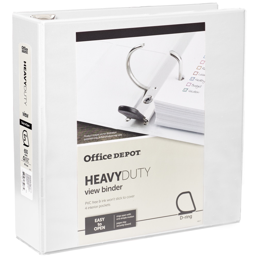 Office Depot® Brand Heavy-Duty View 3-Ring Binder, 3"