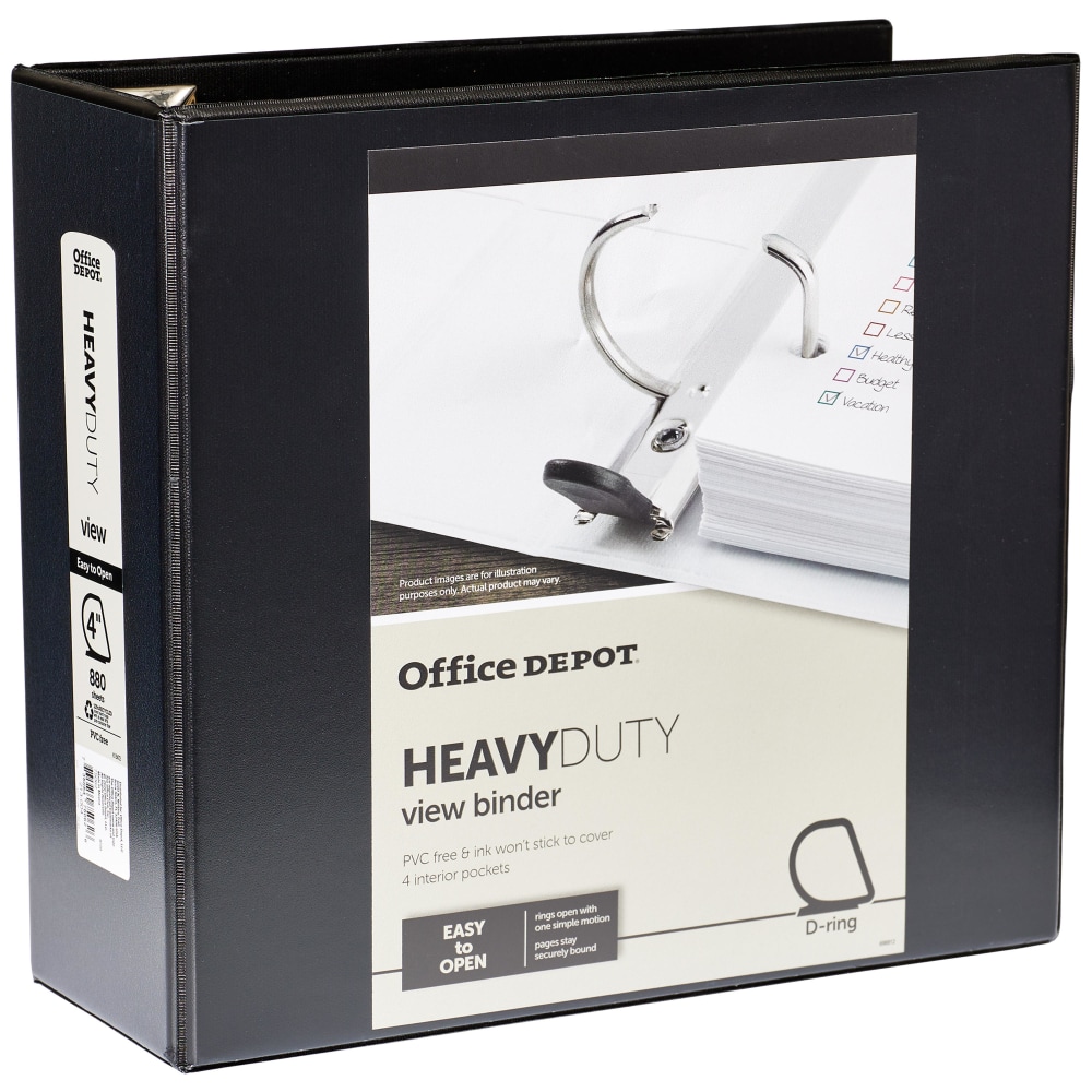 Office Depot® Brand Heavy-Duty View 3-Ring Binder, 4"