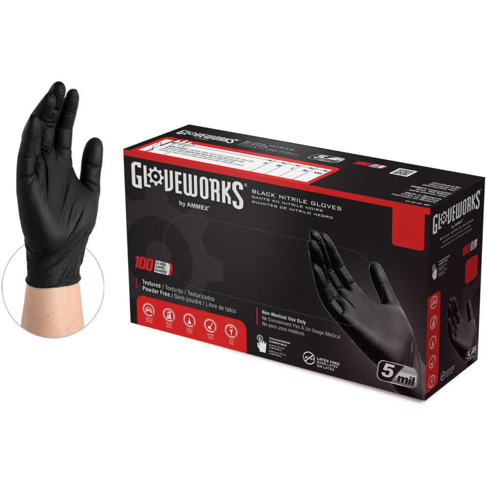 Gloveworks Nitrile Industrial Powder-Free Disposable Gloves,