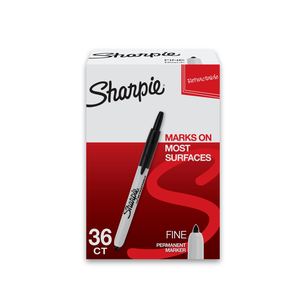 Sharpie® Retractable Permanent Markers, Fine Point, Black Ink,