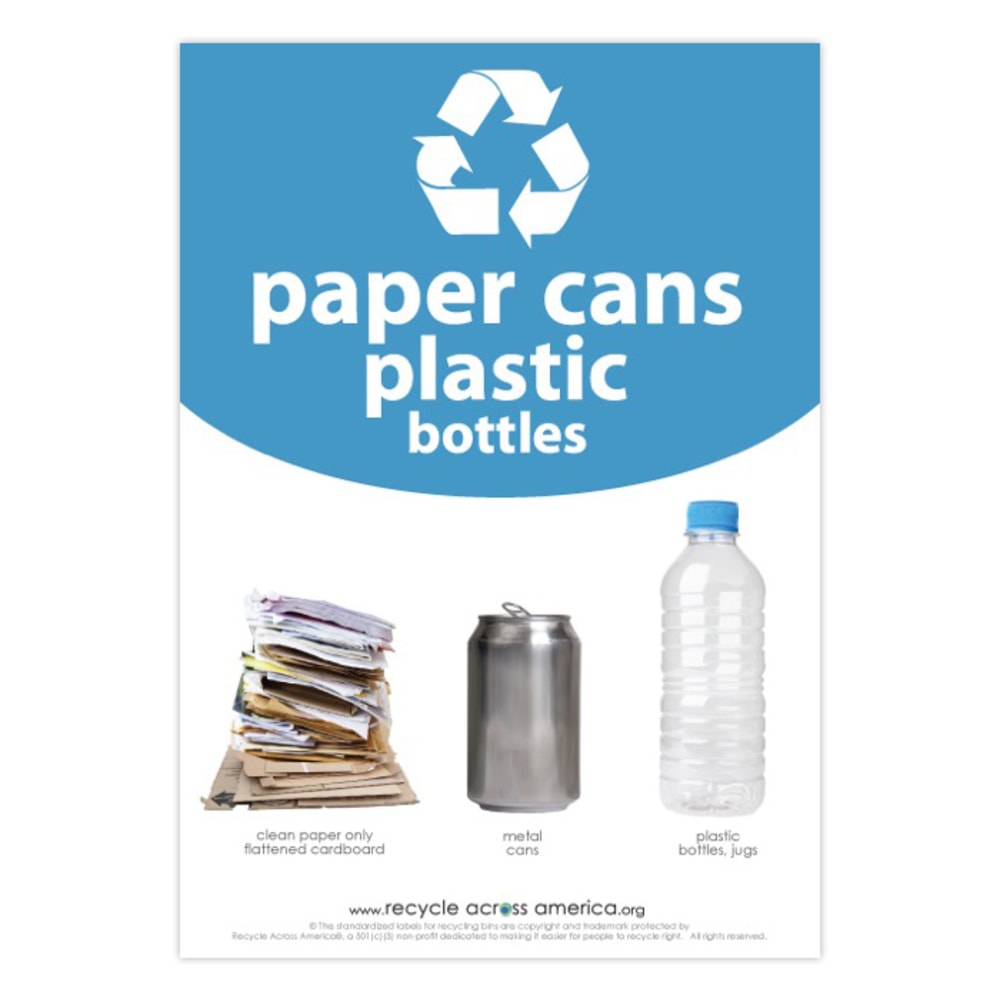 Recycle Across America Paper, Cans And Plastic Standardized