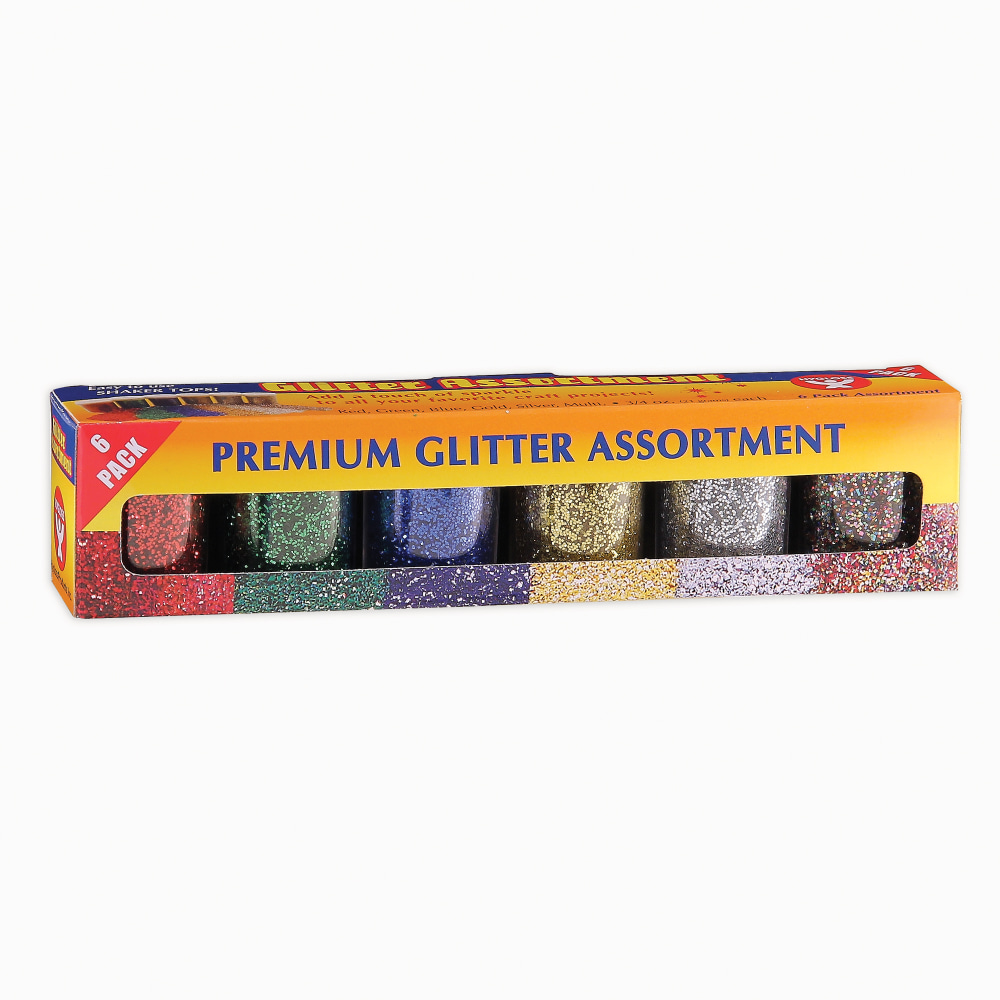 Hygloss Glitter Assortments, 0.75 Oz, Assorted Colors, 6