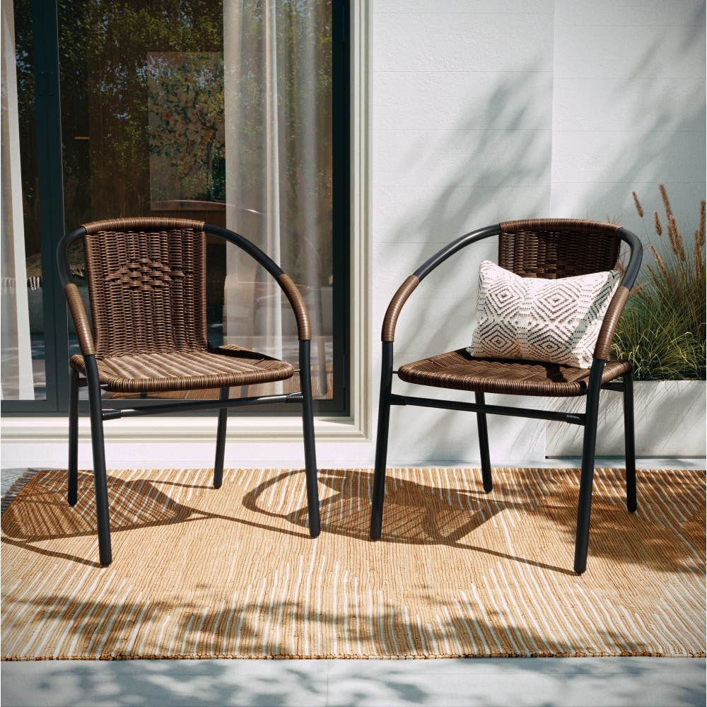 Flash Furniture Lila Restaurant Stack Chairs, Medium Brown/Black,