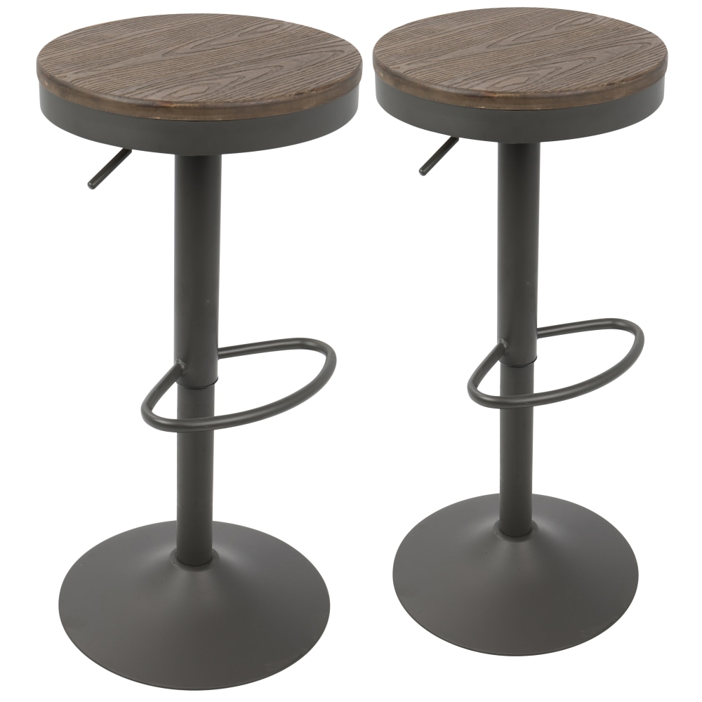 LumiSource Dakota Bar Stools, Brown Bamboo/Gray Metal, Set