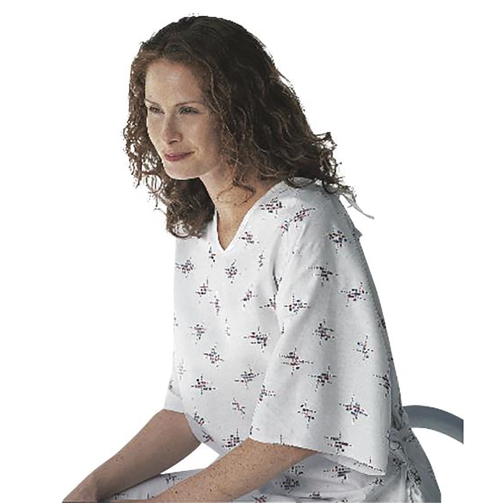 Medline Deluxe Cut Patient Gowns, 66", Galaxy White,