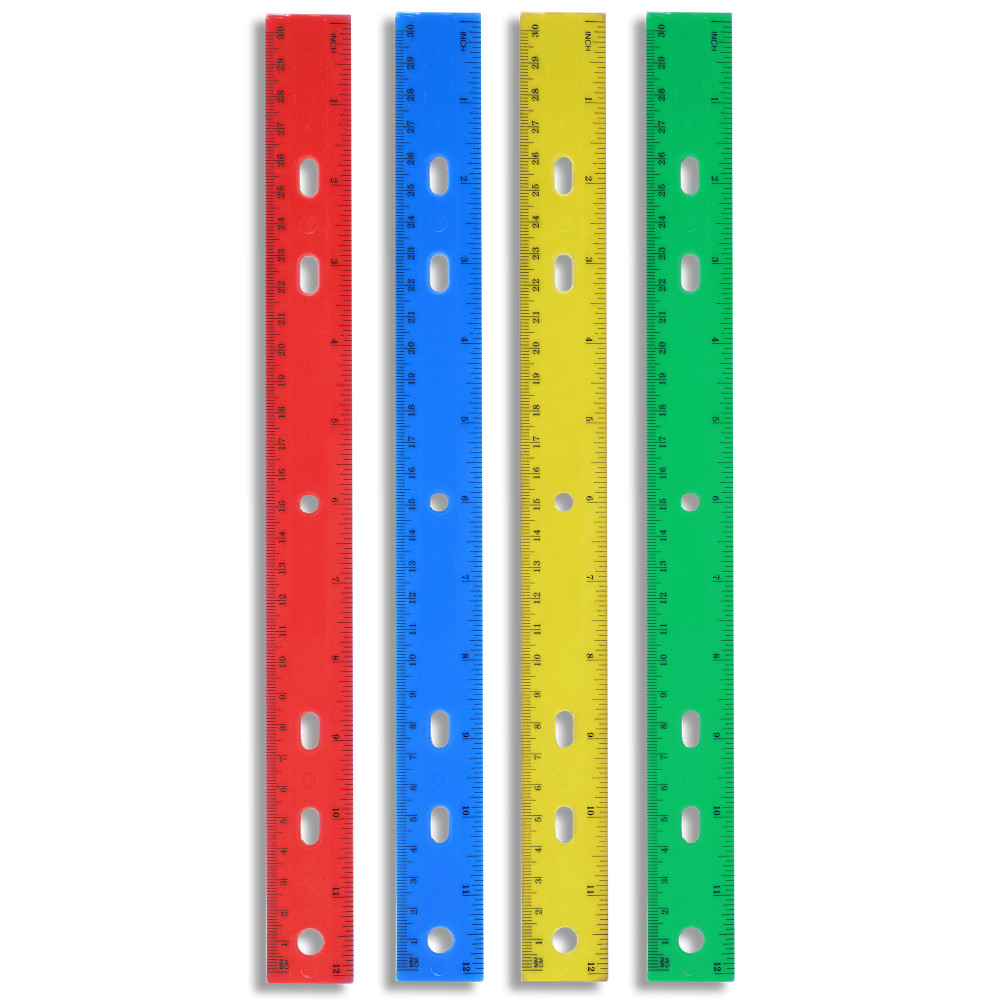 Trailmaker Plastic Rulers, 12" x 1-1/4", Assorted