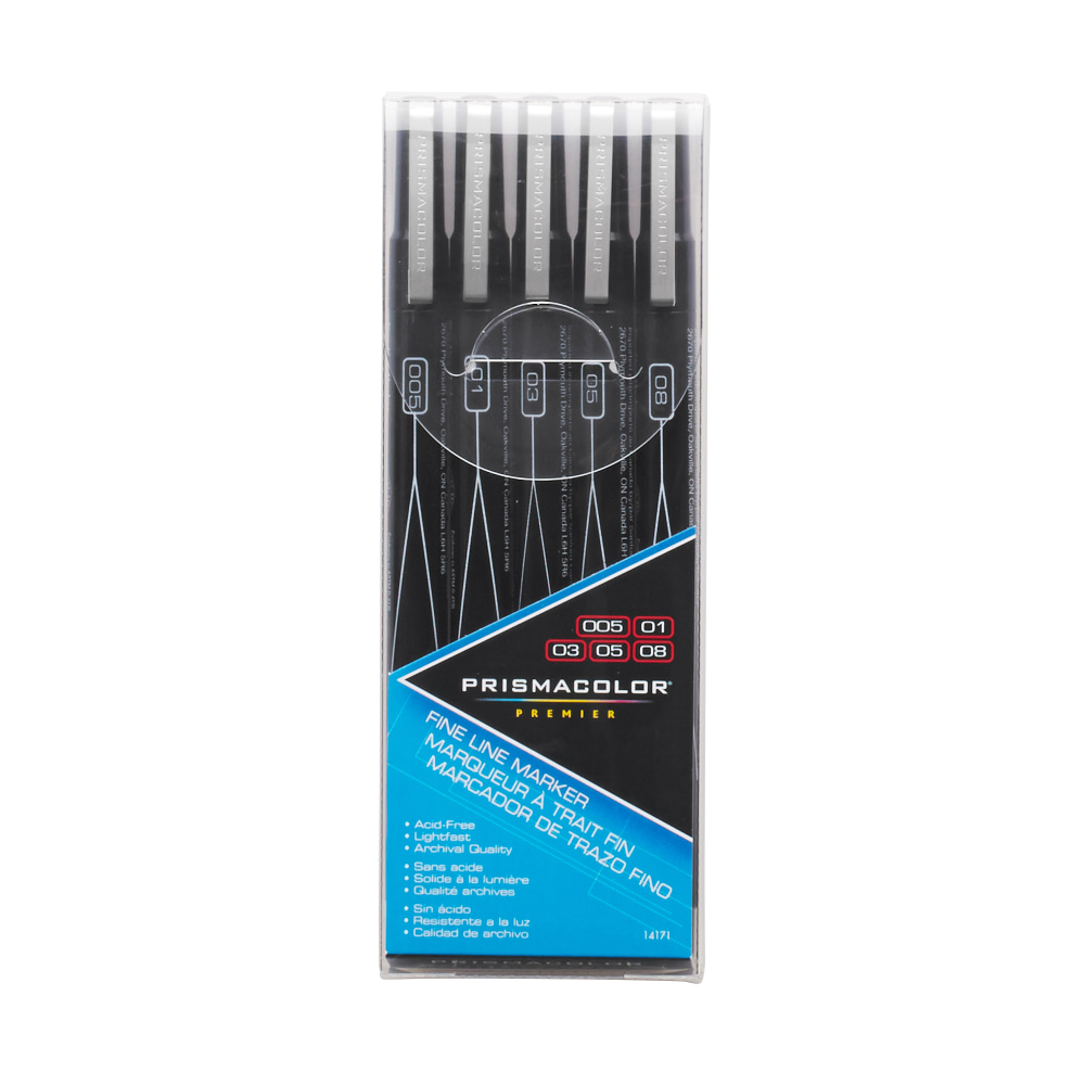 Prismacolor® Premier® Markers, Assorted Fine Line Tips, Black,