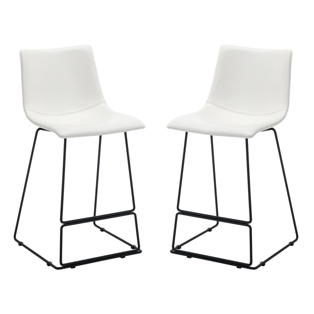 Office Star Nash Fabric Counter Height Stools, White,