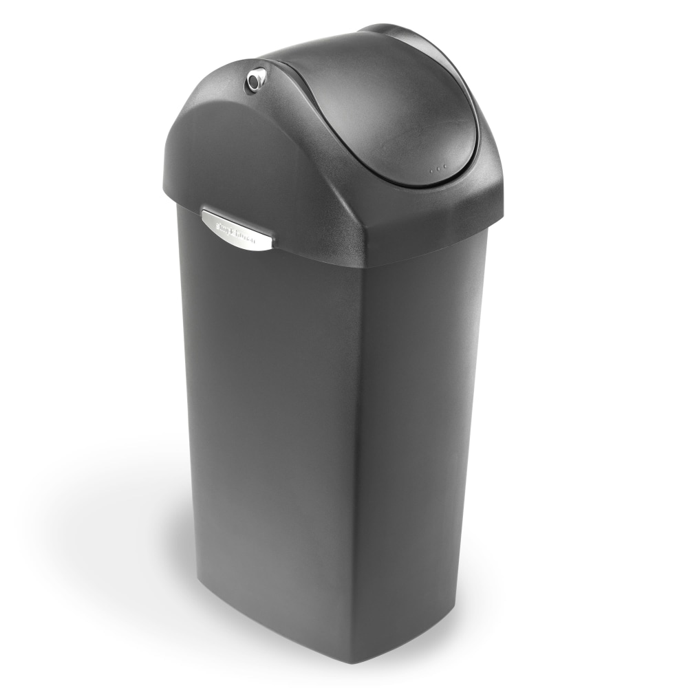simplehuman® Square Swing-Lid Plastic Trash Can, 15 Gallons,