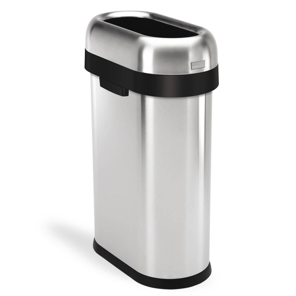 simplehuman Commercial Open Top Trash Can, Slim Oval,