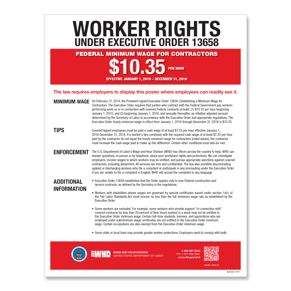 ComplyRight™ Federal Contractor Minimum Wage Poster, Spanish,