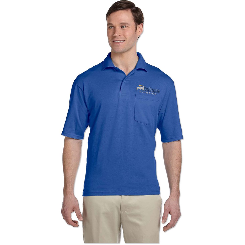Custom Adults&#x27; Spotshield Pocket Jersey Polo Shirt