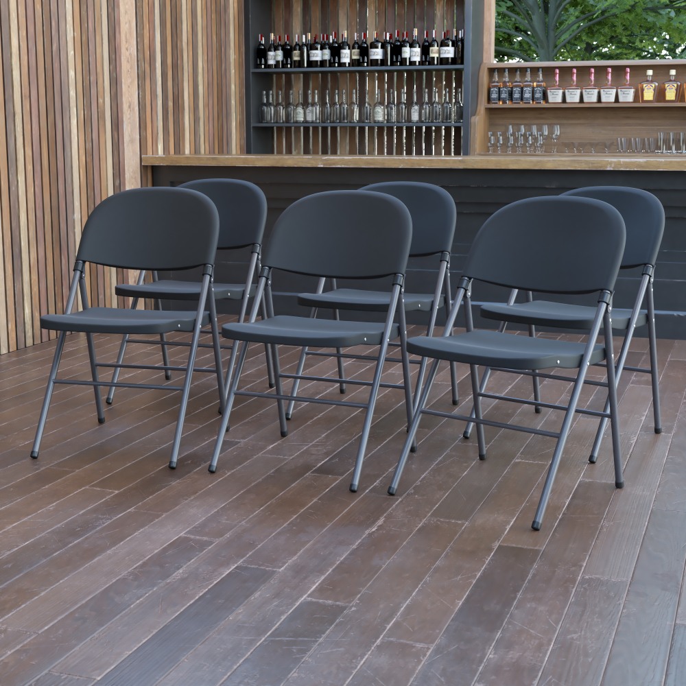 Flash Furniture HERCULES Plastic Folding Chairs, Black/Charcoal,