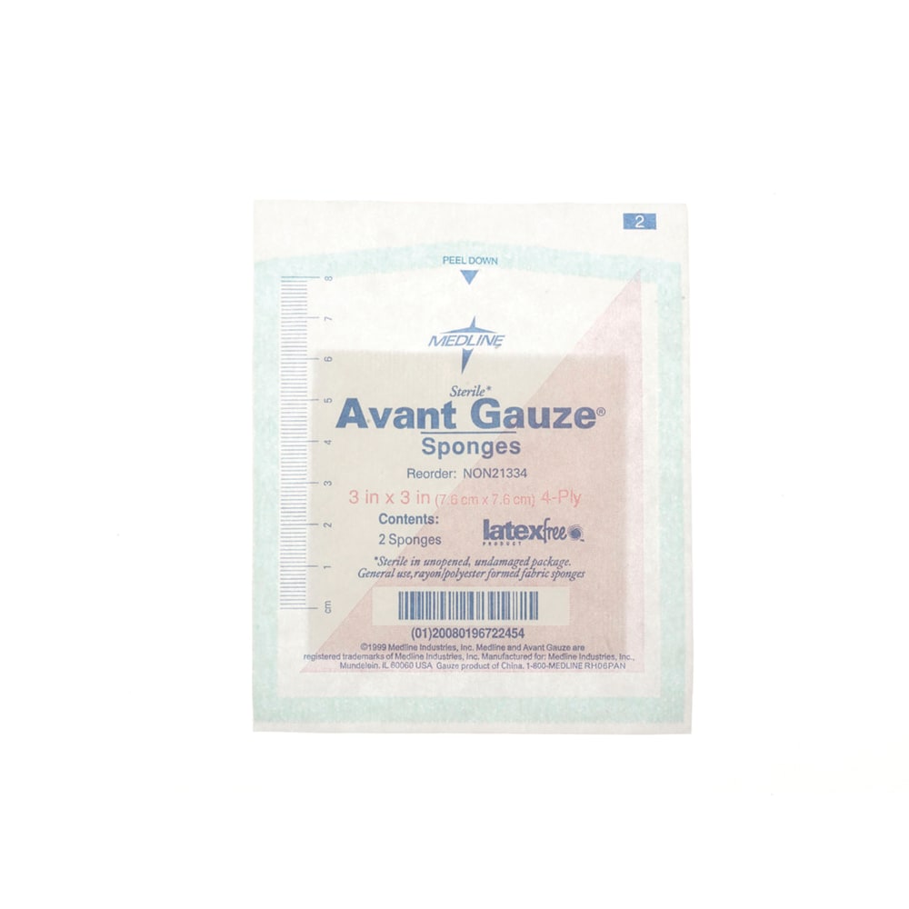 Medline Avant Gauze Non-Woven Sponges, 4-Ply, 3" x