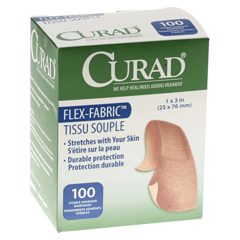 Medline Adhesive Flex Fabric Bandages, 1" x 3",