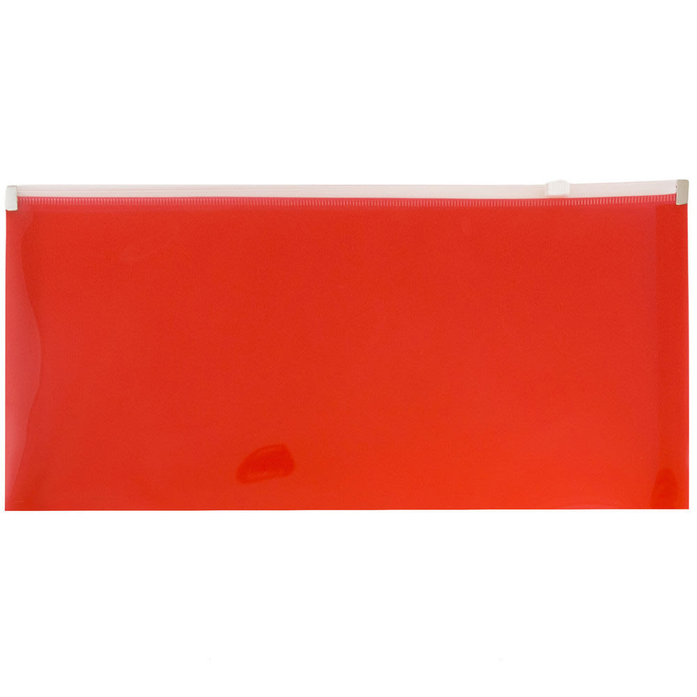 JAM Paper® #10 Plastic Envelopes, Zipper Closure, Red,